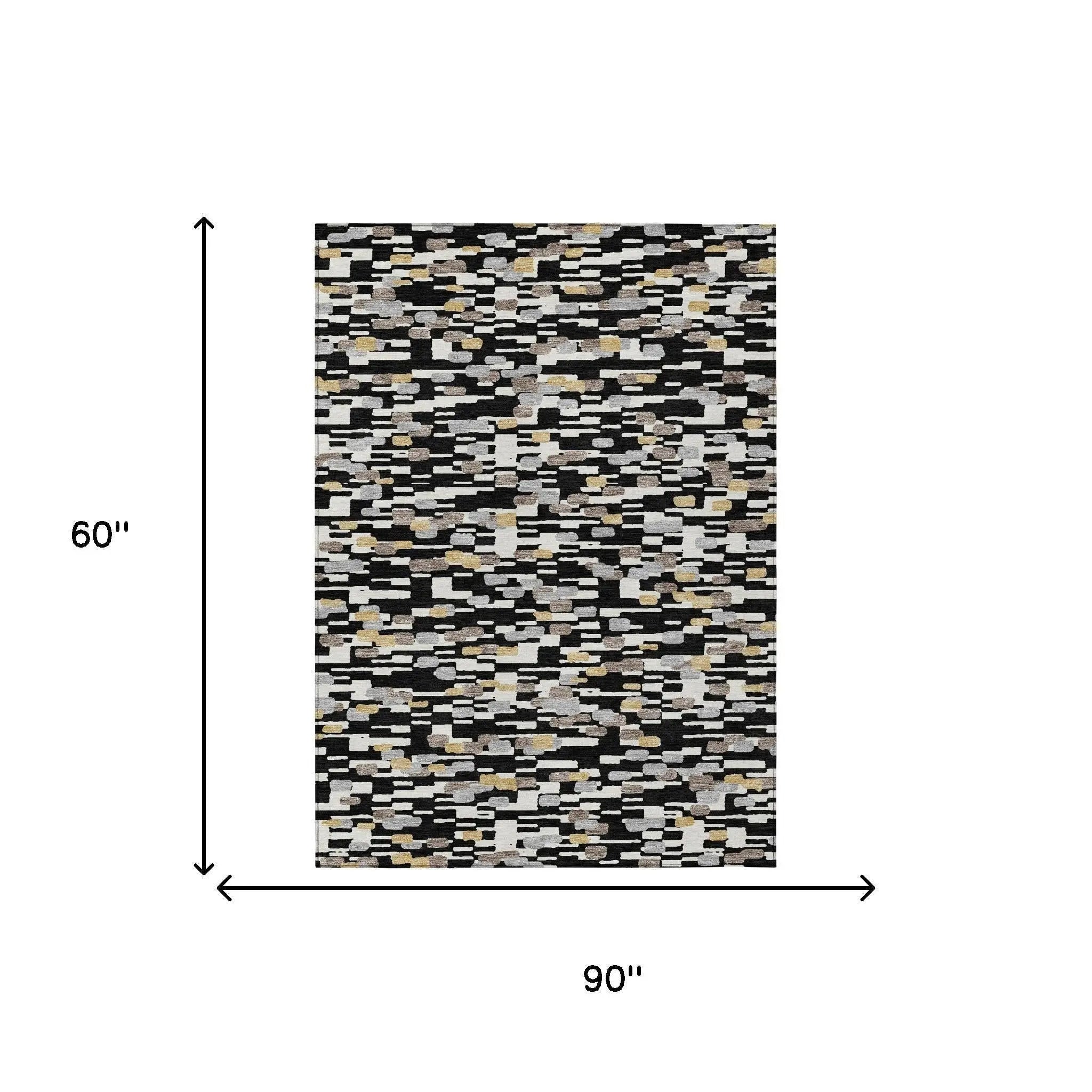 5' X 8' Black And Graphite Geometric Washable Indoor Outdoor Area Rug Homeroots Outdoor