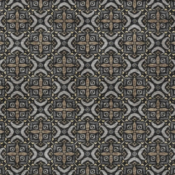 5' X 8' Black And Graphite Geometric Washable Indoor Outdoor Area Rug Homeroots Outdoor