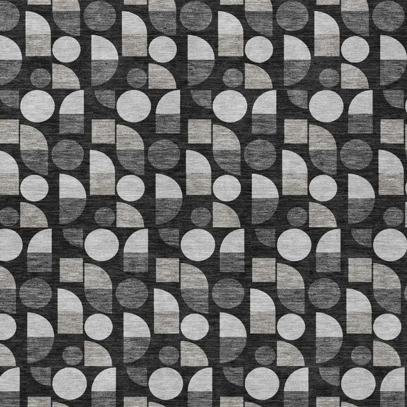 5' X 8' Black And Graphite Geometric Washable Indoor Outdoor Area Rug Homeroots Outdoor