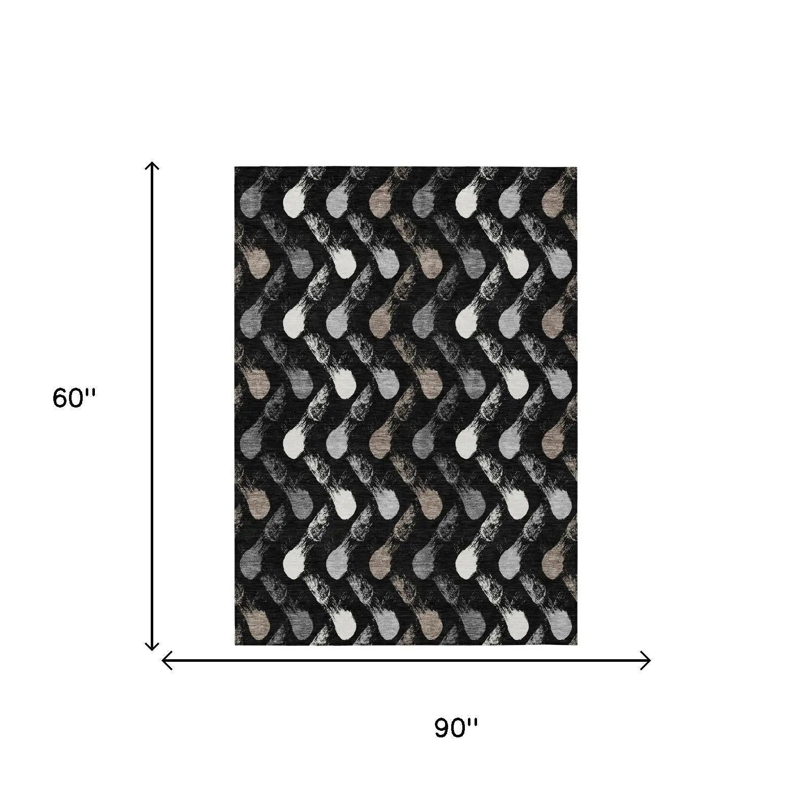 5' X 8' Black And Graphite Geometric Washable Indoor Outdoor Area Rug Homeroots Outdoor