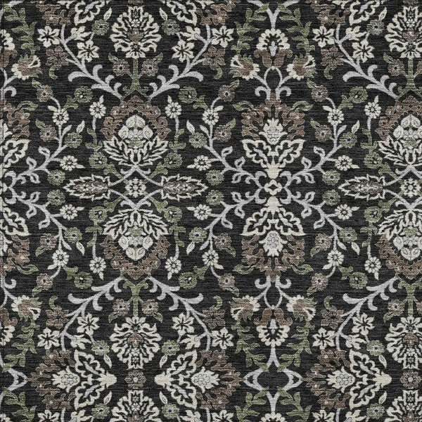 5' X 8' Black And Graphite Geometric Washable Indoor Outdoor Area Rug Homeroots Outdoor
