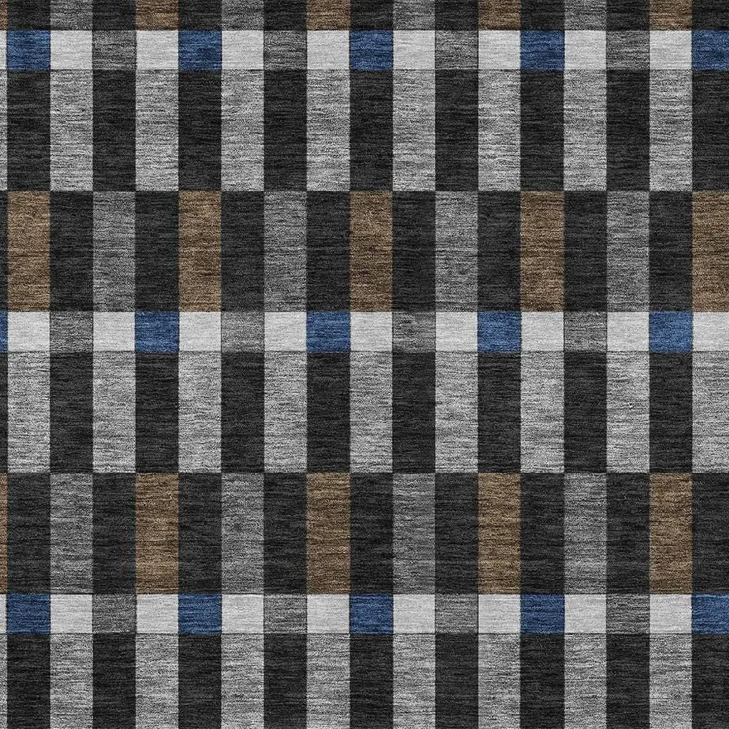 5' X 8' Black And Graphite Geometric Washable Indoor Outdoor Area Rug Homeroots Outdoor