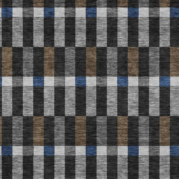 5' X 8' Black And Graphite Geometric Washable Indoor Outdoor Area Rug Homeroots Outdoor