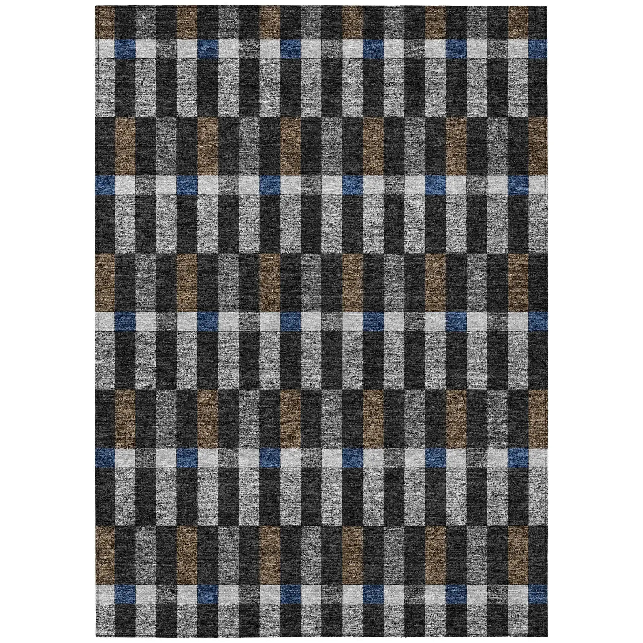 5' X 8' Black And Graphite Geometric Washable Indoor Outdoor Area Rug Homeroots Outdoor