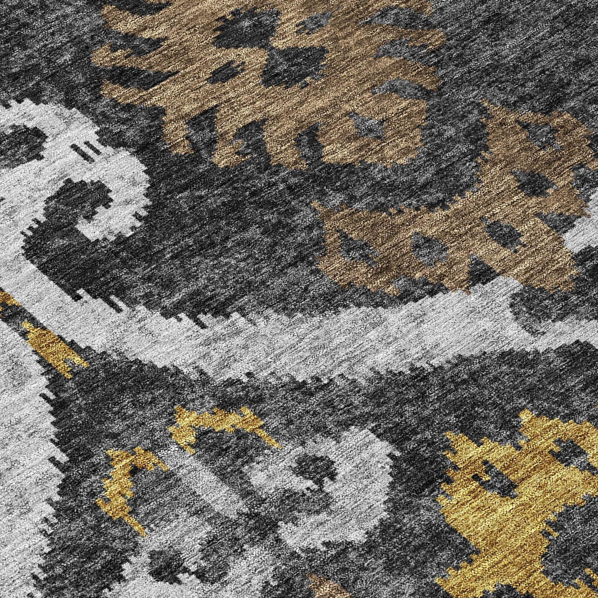 5' X 8' Black And Graphite Ikat Washable Indoor Outdoor Area Rug Homeroots Outdoor