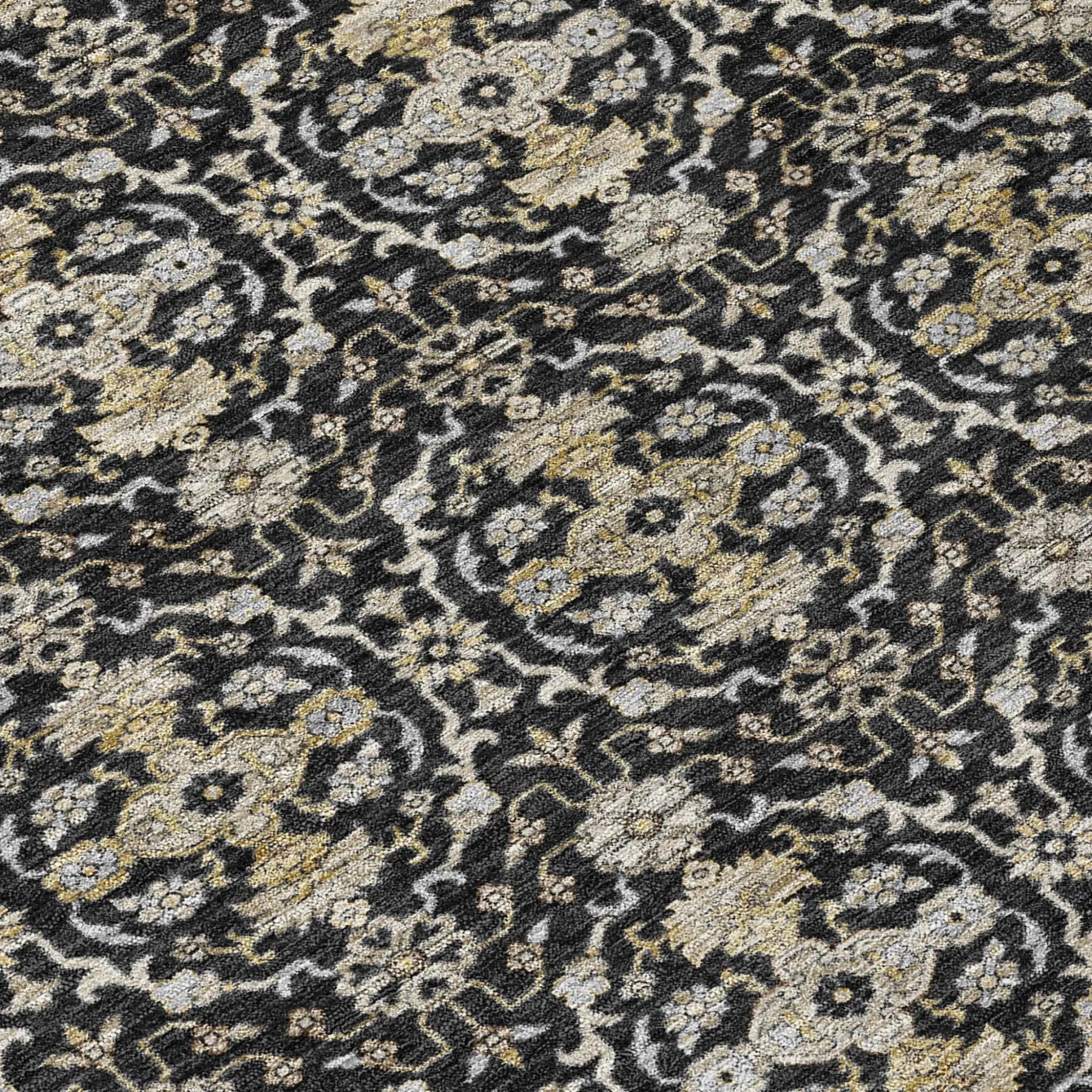 5' X 8' Black And Graphite Oriental Washable Indoor Outdoor Area Rug Homeroots Outdoor