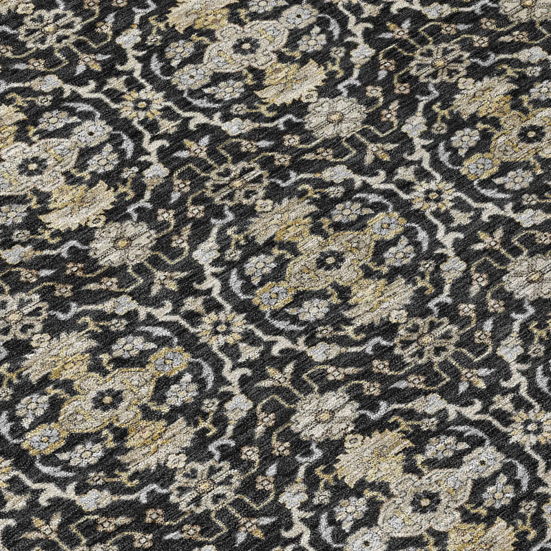5' X 8' Black And Graphite Oriental Washable Indoor Outdoor Area Rug Homeroots Outdoor