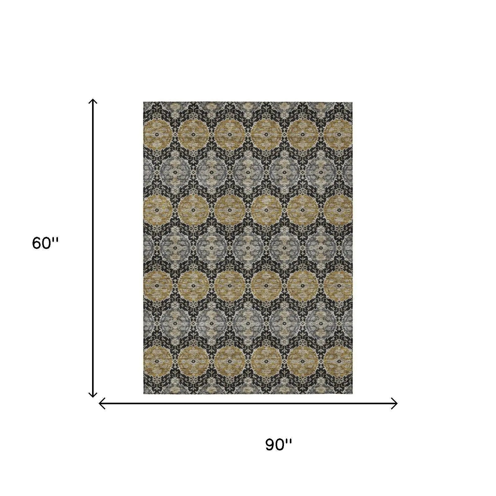 5' X 8' Black And Graphite Striped Washable Indoor Outdoor Area Rug Homeroots Outdoor