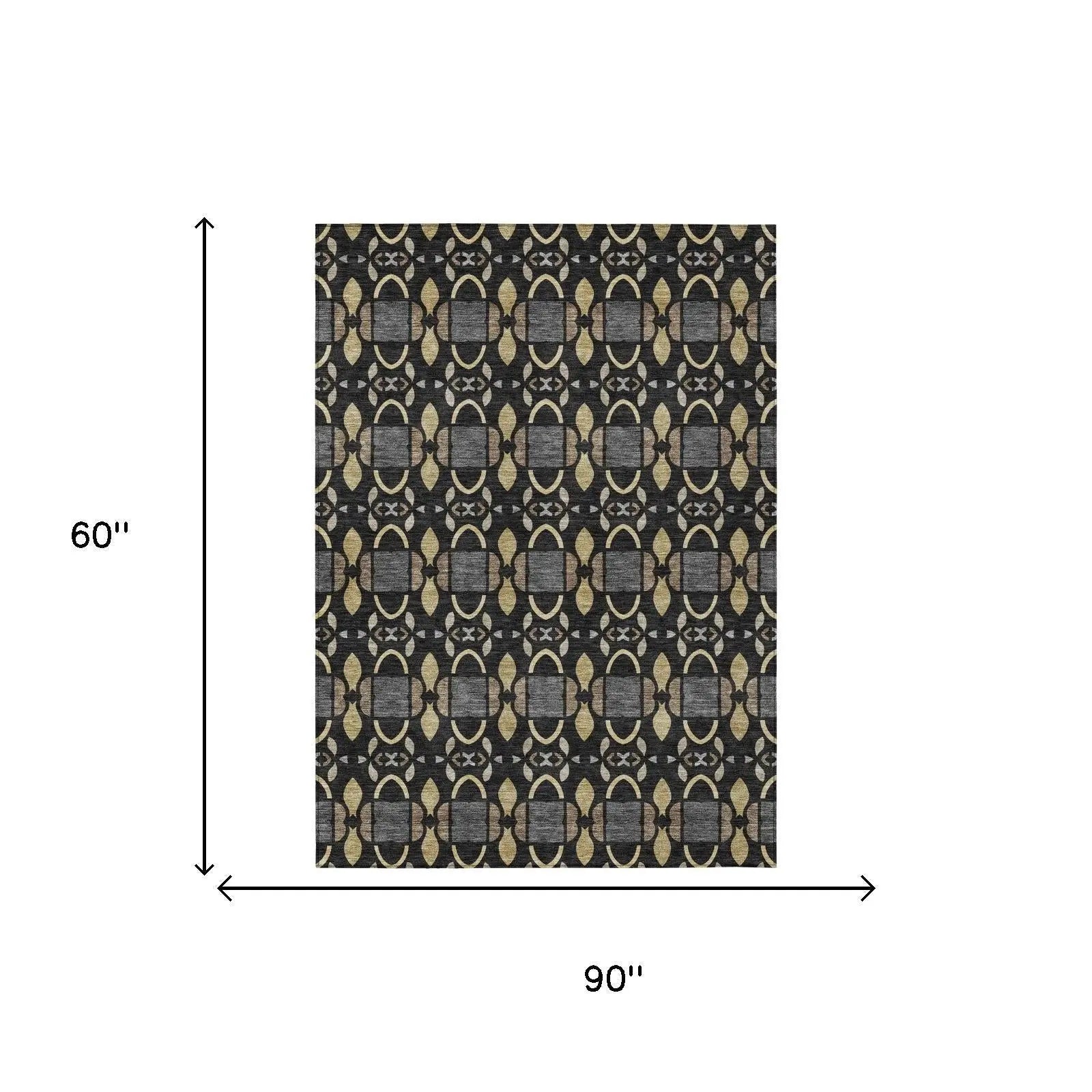 5' X 8' Black And Graphite Striped Washable Indoor Outdoor Area Rug Homeroots Outdoor