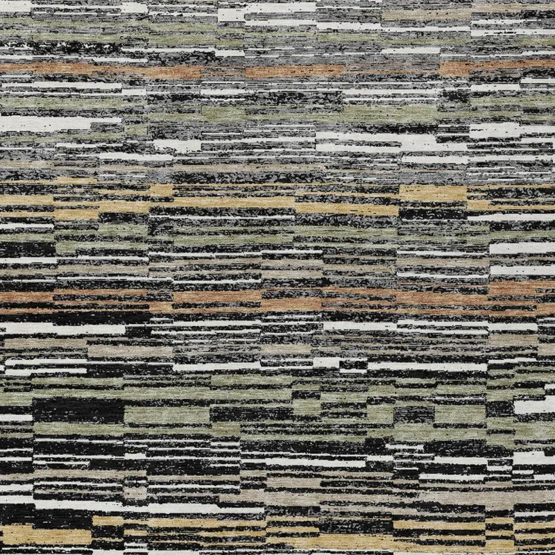 5' X 8' Black And Graphite Striped Washable Indoor Outdoor Area Rug Homeroots Outdoor