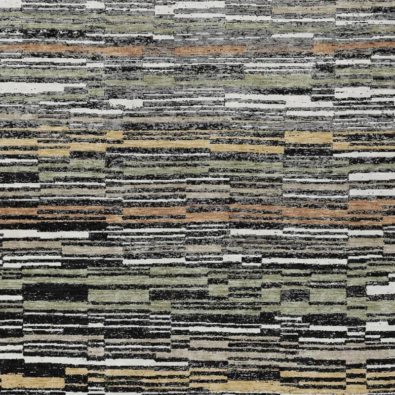 5' X 8' Black And Graphite Striped Washable Indoor Outdoor Area Rug Homeroots Outdoor