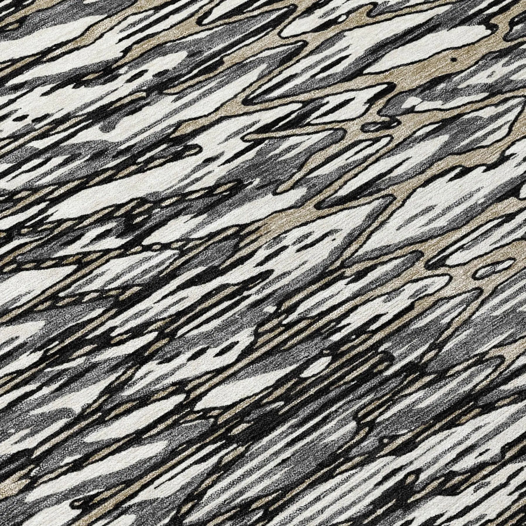 5' X 8' Black And Gray Abstract Washable Indoor Outdoor Area Rug Homeroots Outdoor