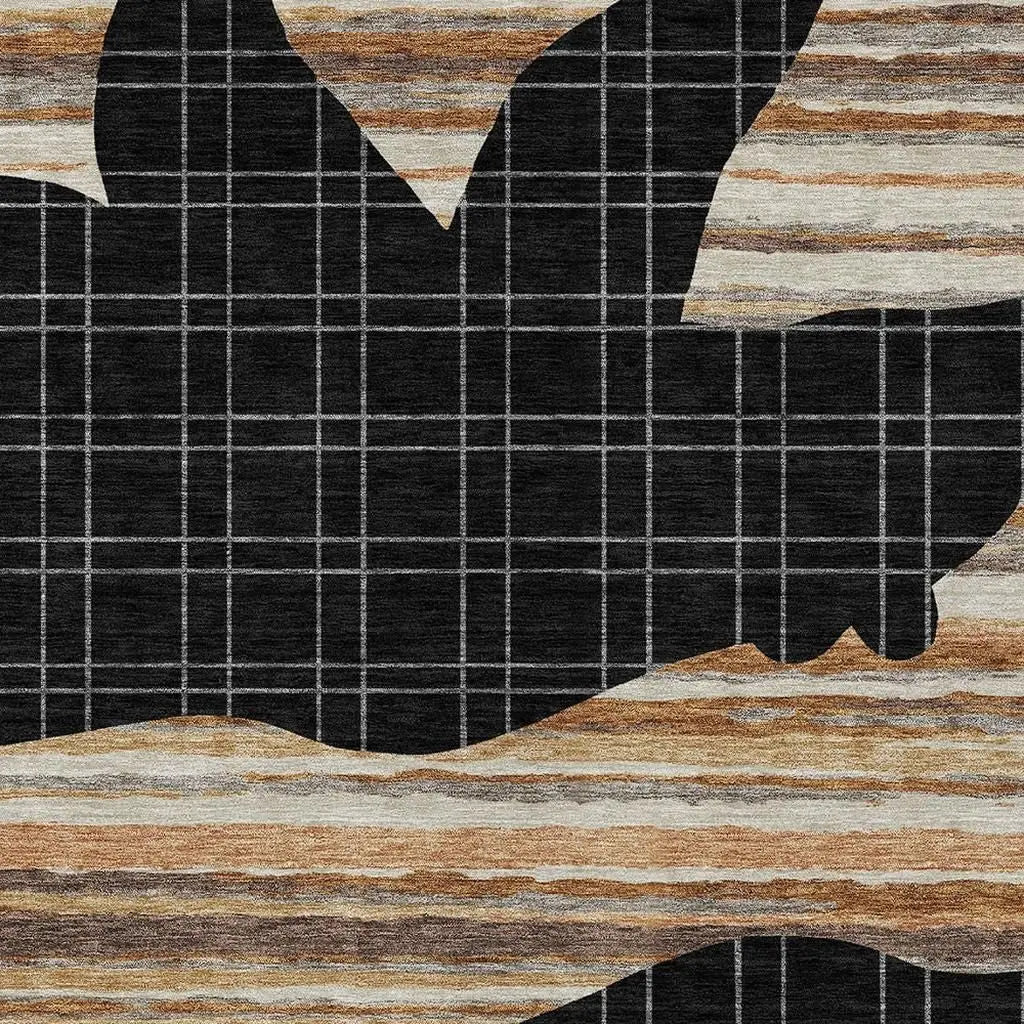 5' X 8' Black And Gray Abstract Washable Indoor Outdoor Area Rug Homeroots Outdoor