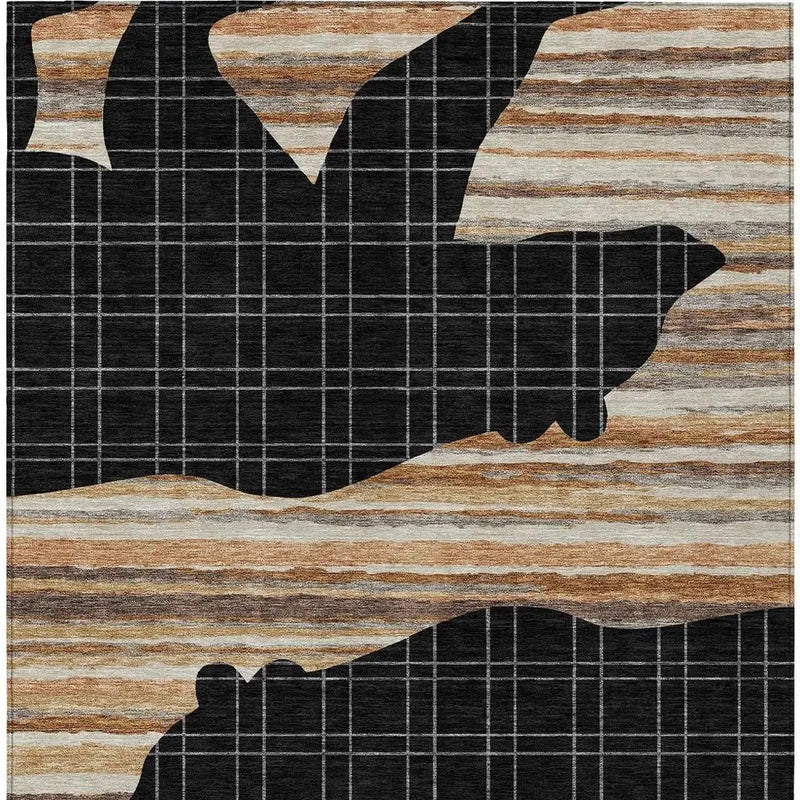 5' X 8' Black And Gray Abstract Washable Indoor Outdoor Area Rug Homeroots Outdoor