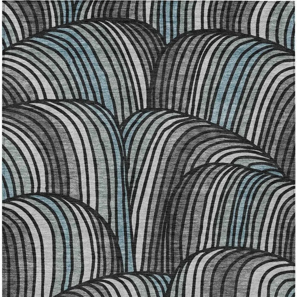 5' X 8' Black And Gray Abstract Washable Indoor Outdoor Area Rug Homeroots Outdoor