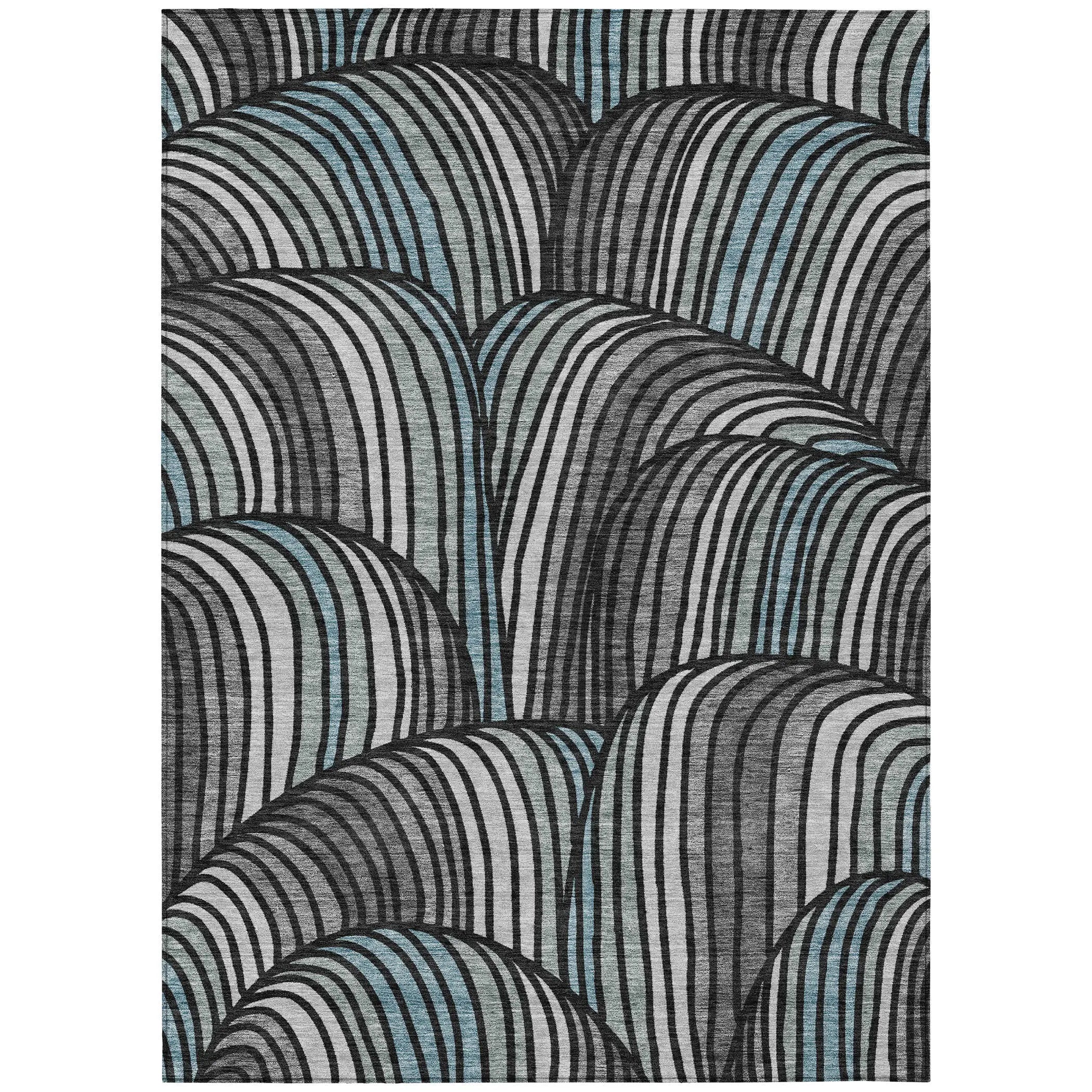 5' X 8' Black And Gray Abstract Washable Indoor Outdoor Area Rug Homeroots Outdoor
