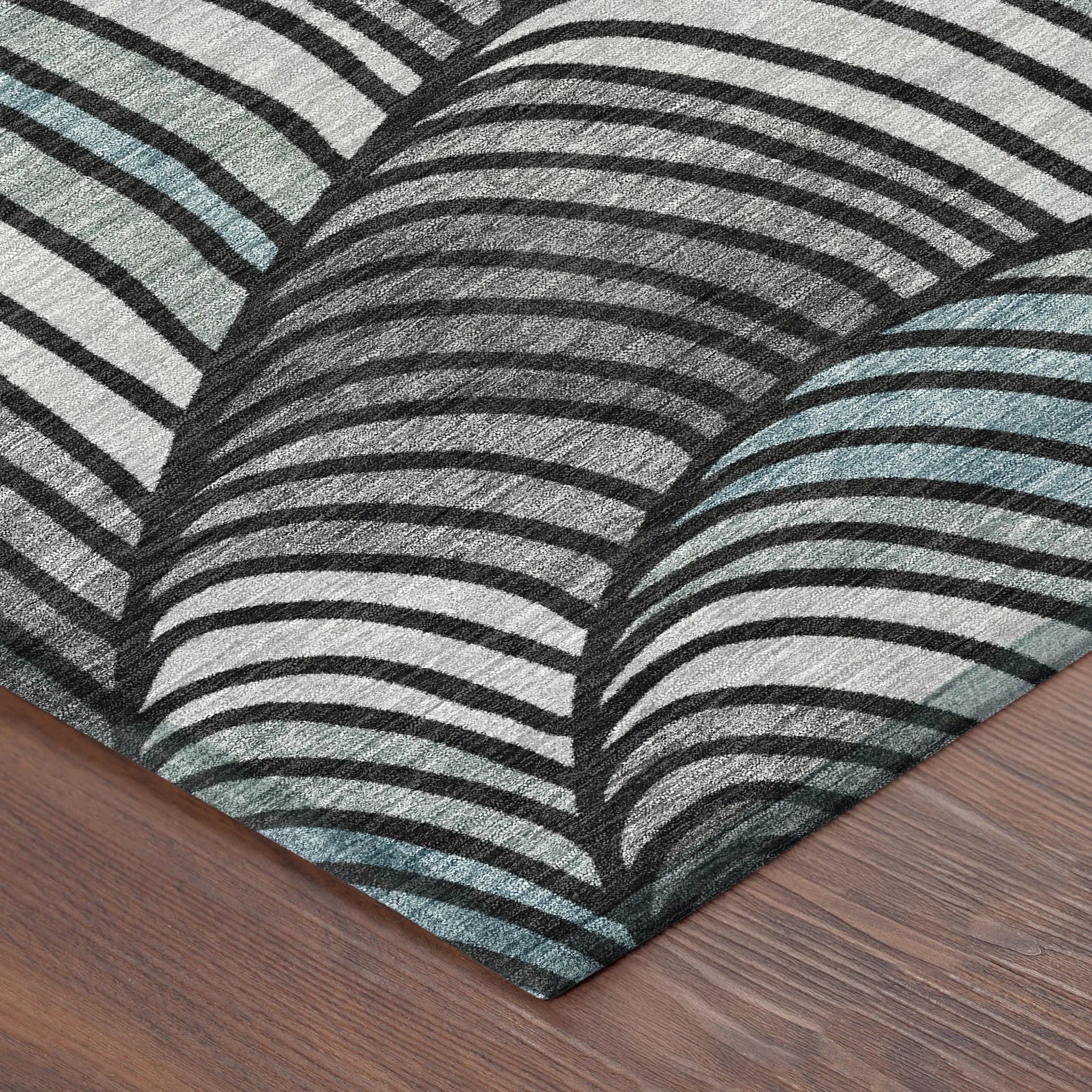 5' X 8' Black And Gray Abstract Washable Indoor Outdoor Area Rug Homeroots Outdoor