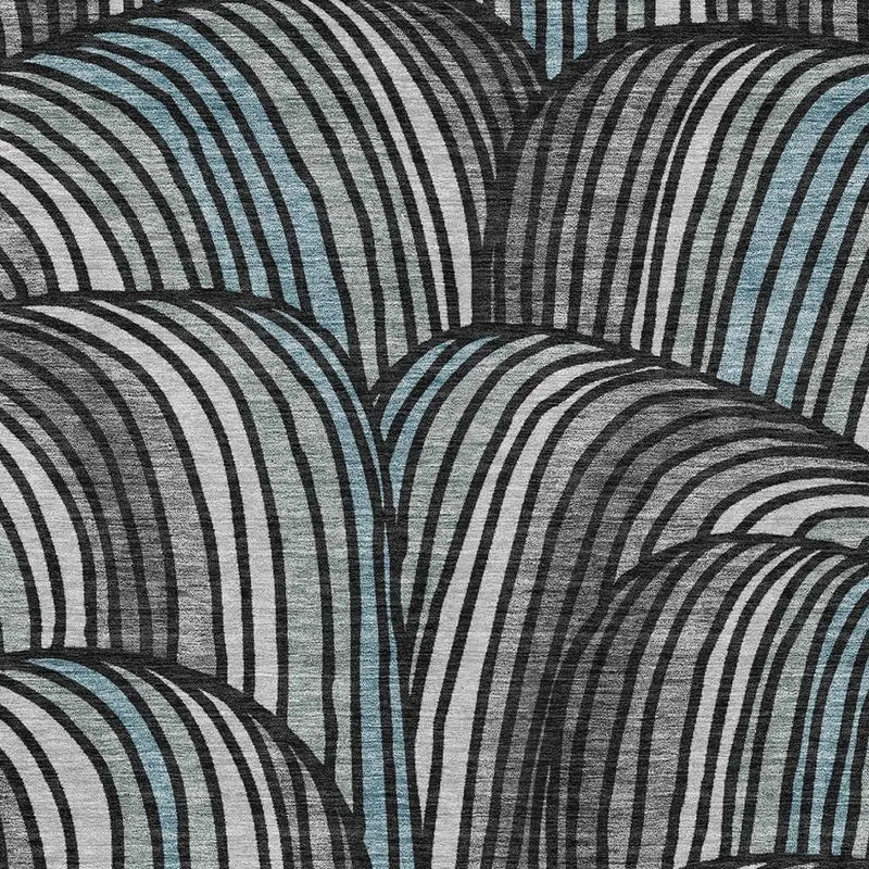 5' X 8' Black And Gray Abstract Washable Indoor Outdoor Area Rug Homeroots Outdoor