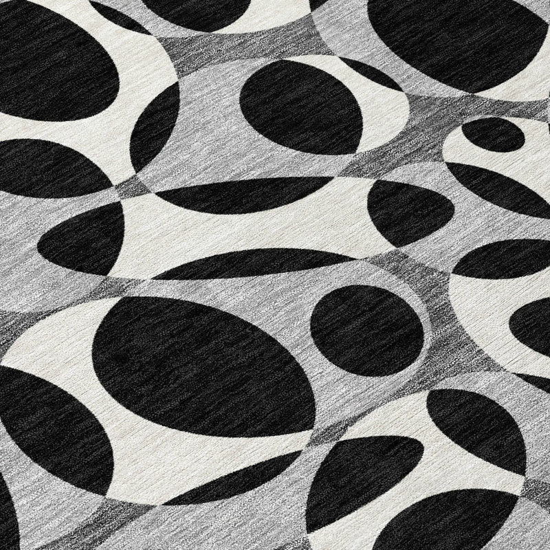 5' X 8' Black And Gray Abstract Washable Indoor Outdoor Area Rug Homeroots Outdoor