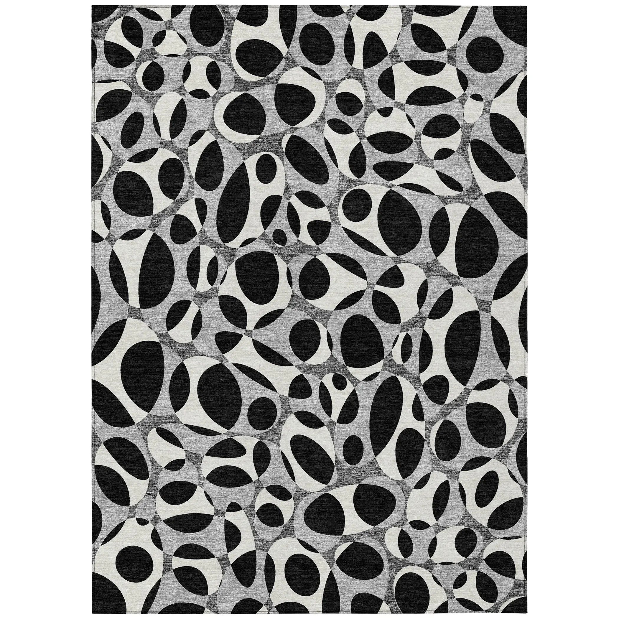 5' X 8' Black And Gray Abstract Washable Indoor Outdoor Area Rug Homeroots Outdoor