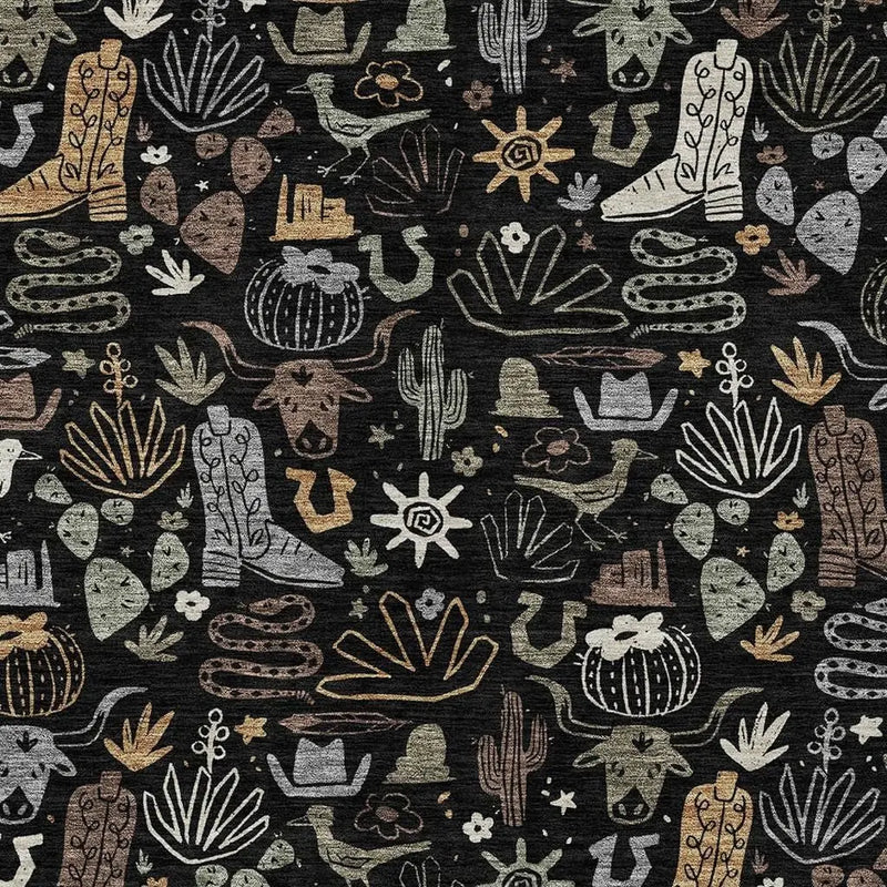 5' X 8' Black And Gray Cactus Washable Indoor Outdoor Area Rug Homeroots Outdoor
