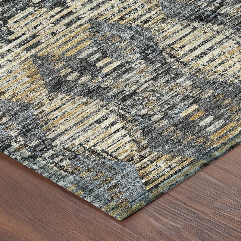 5' X 8' Black And Gray Floral Medallion Washable Indoor Outdoor Area Rug Homeroots Outdoor