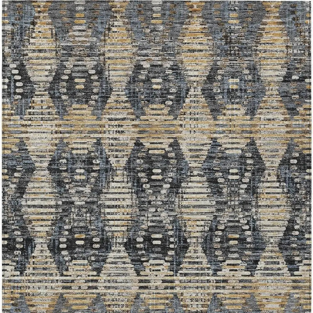 5' X 8' Black And Gray Floral Medallion Washable Indoor Outdoor Area Rug Homeroots Outdoor