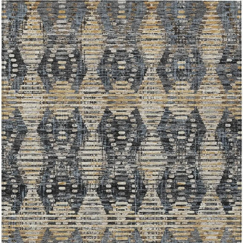 5' X 8' Black And Gray Floral Medallion Washable Indoor Outdoor Area Rug Homeroots Outdoor