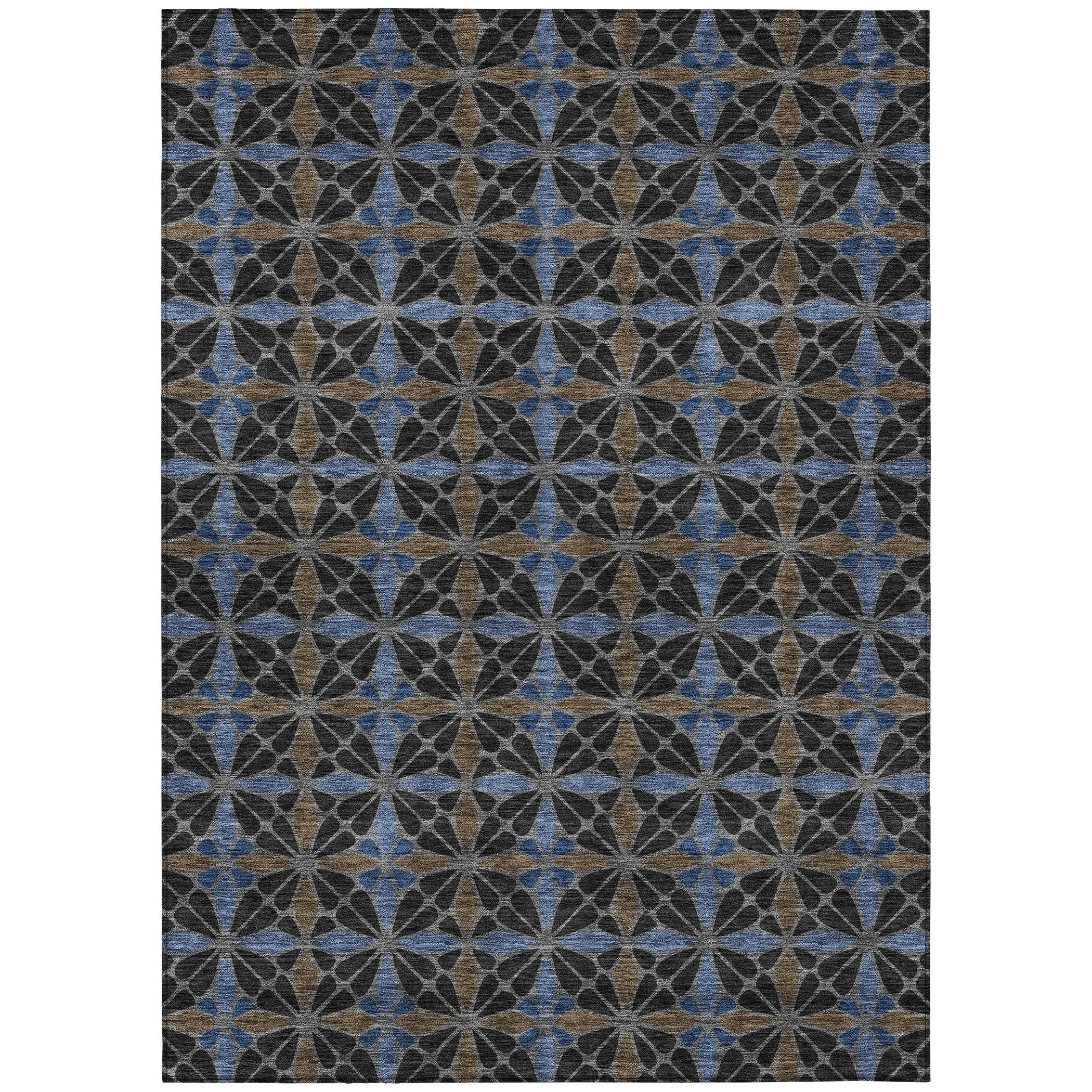 5' X 8' Black And Gray Geometric Washable Indoor Outdoor Area Rug Homeroots Outdoor