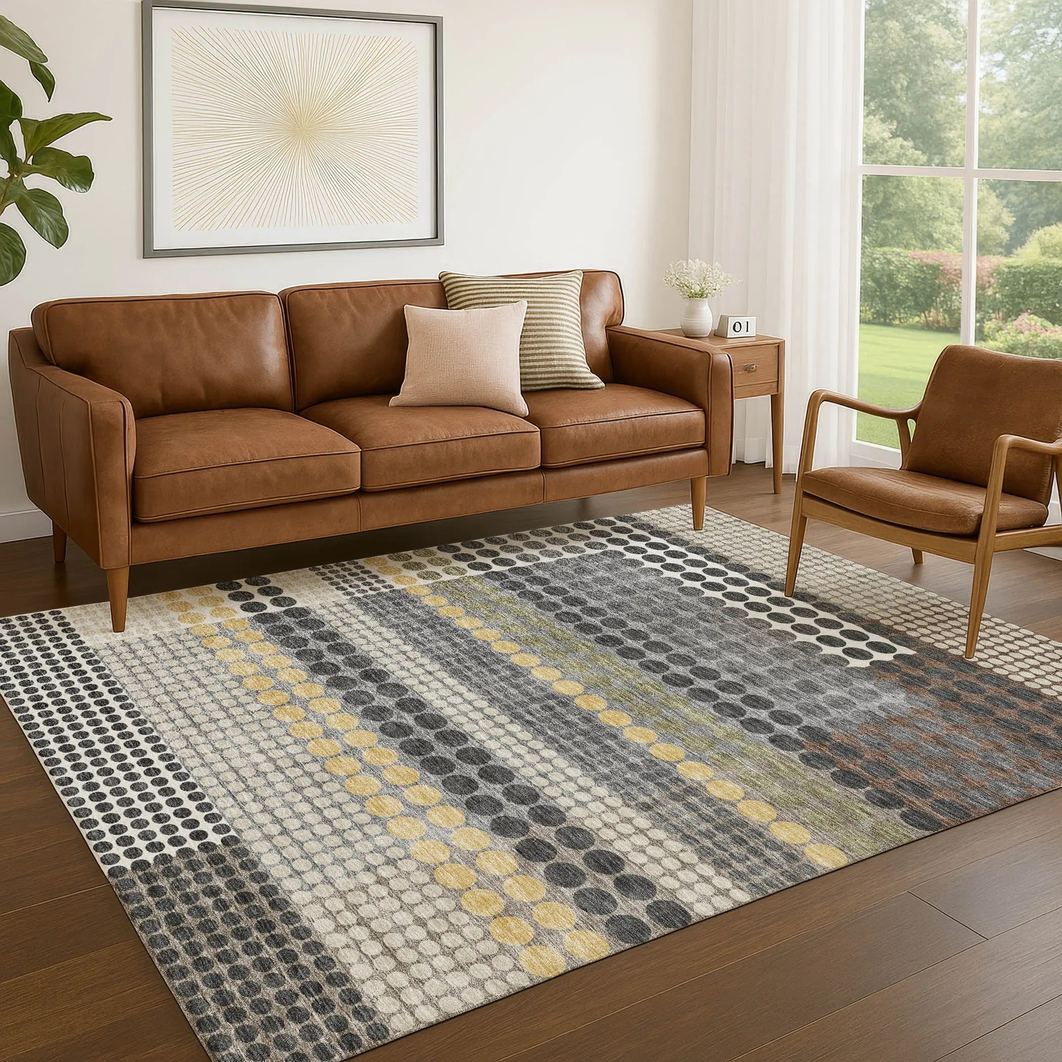 5' X 8' Black And Gray Geometric Washable Indoor Outdoor Area Rug Homeroots Outdoor