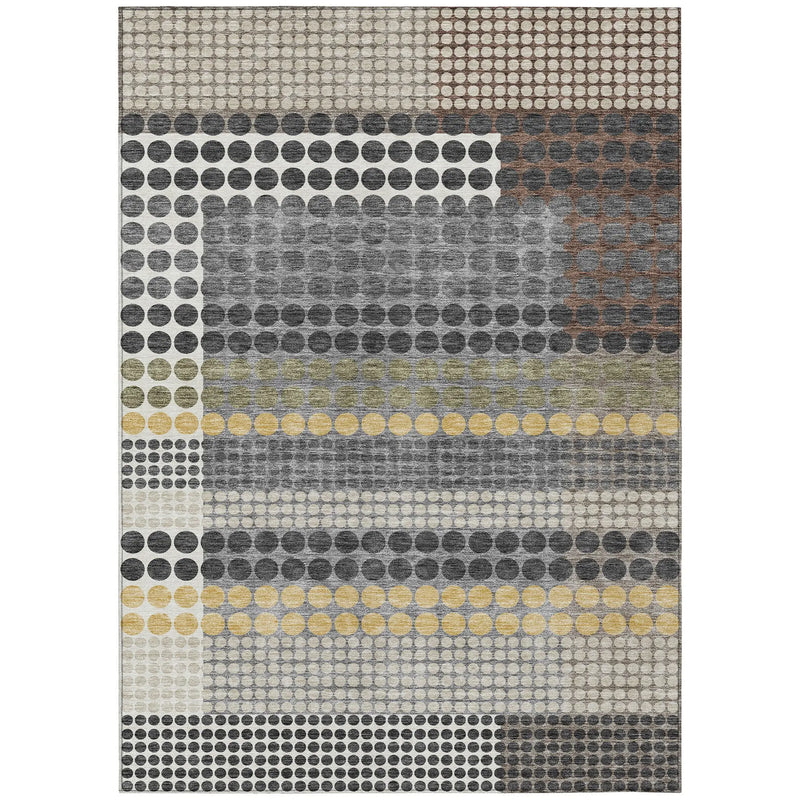 5' X 8' Black And Gray Geometric Washable Indoor Outdoor Area Rug Homeroots Outdoor