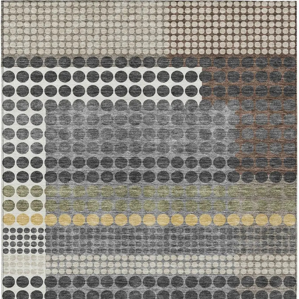 5' X 8' Black And Gray Geometric Washable Indoor Outdoor Area Rug Homeroots Outdoor