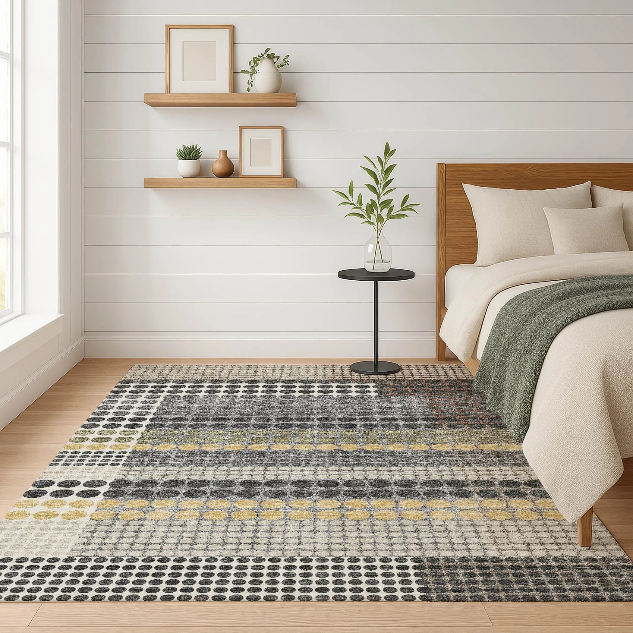 5' X 8' Black And Gray Geometric Washable Indoor Outdoor Area Rug Homeroots Outdoor
