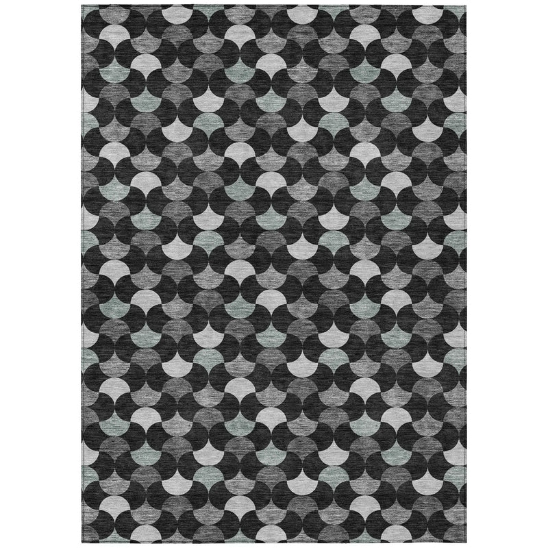 5' X 8' Black And Gray Geometric Washable Indoor Outdoor Area Rug Homeroots Outdoor