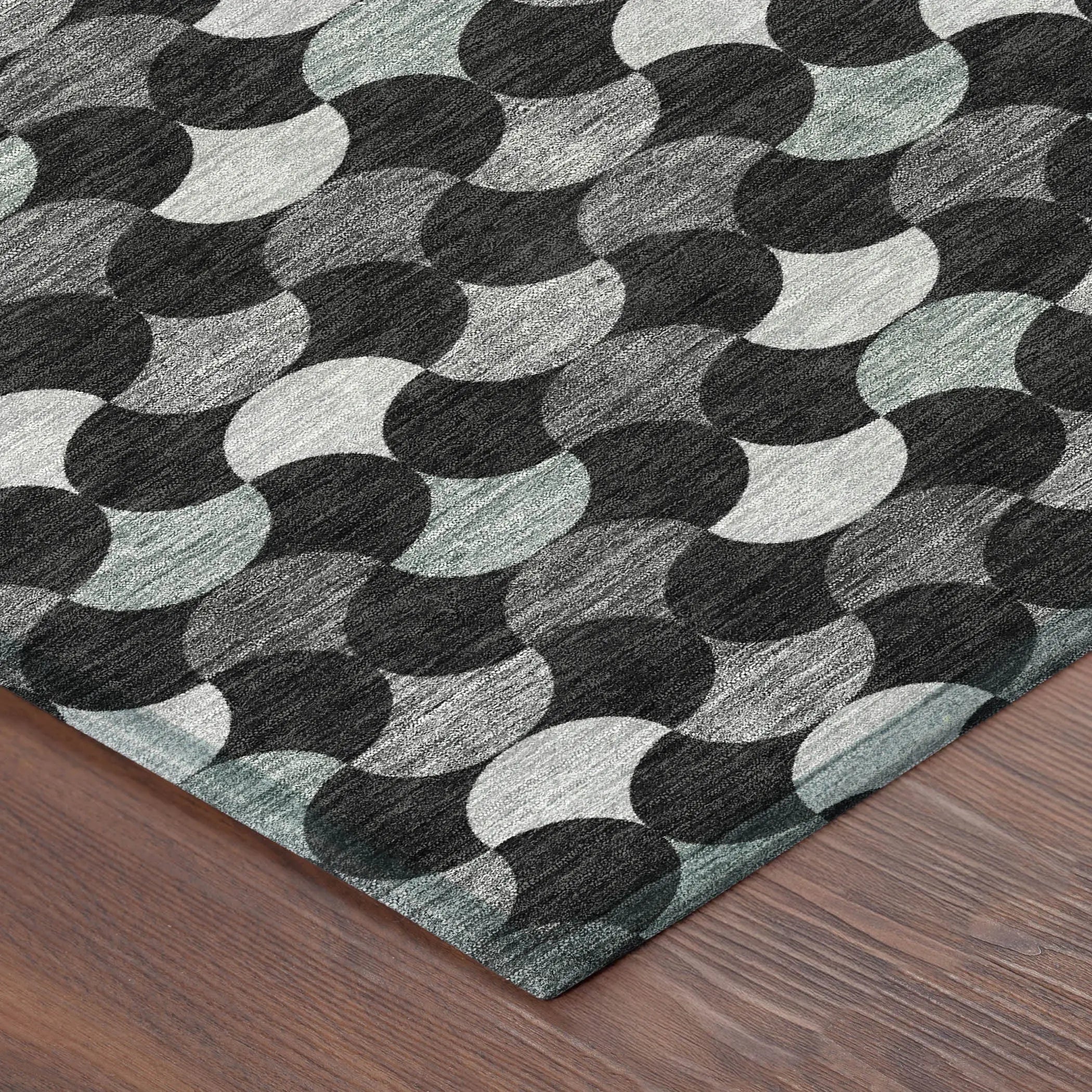 5' X 8' Black And Gray Geometric Washable Indoor Outdoor Area Rug Homeroots Outdoor