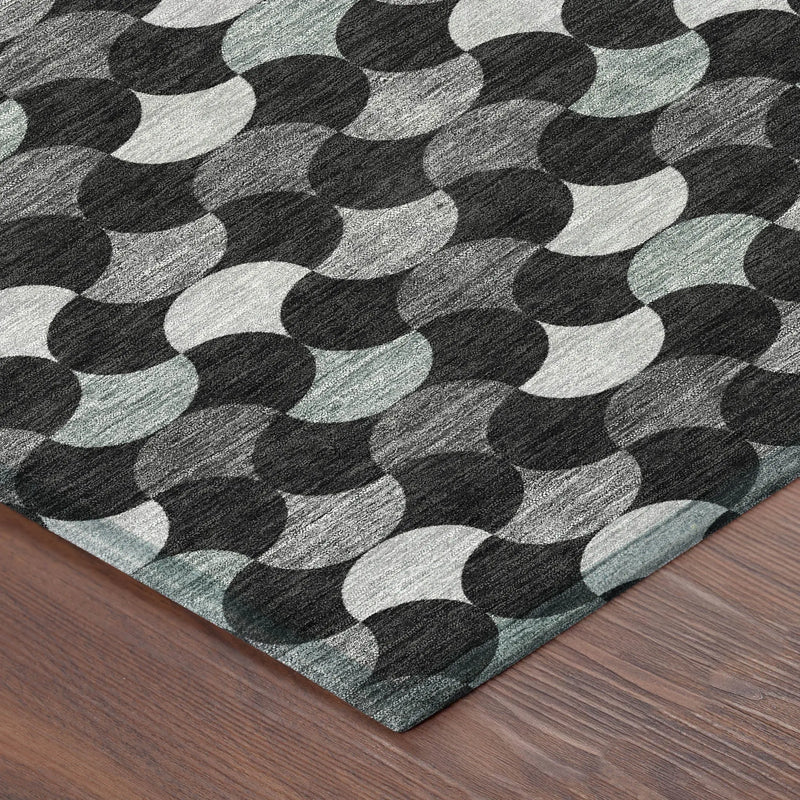 5' X 8' Black And Gray Geometric Washable Indoor Outdoor Area Rug Homeroots Outdoor