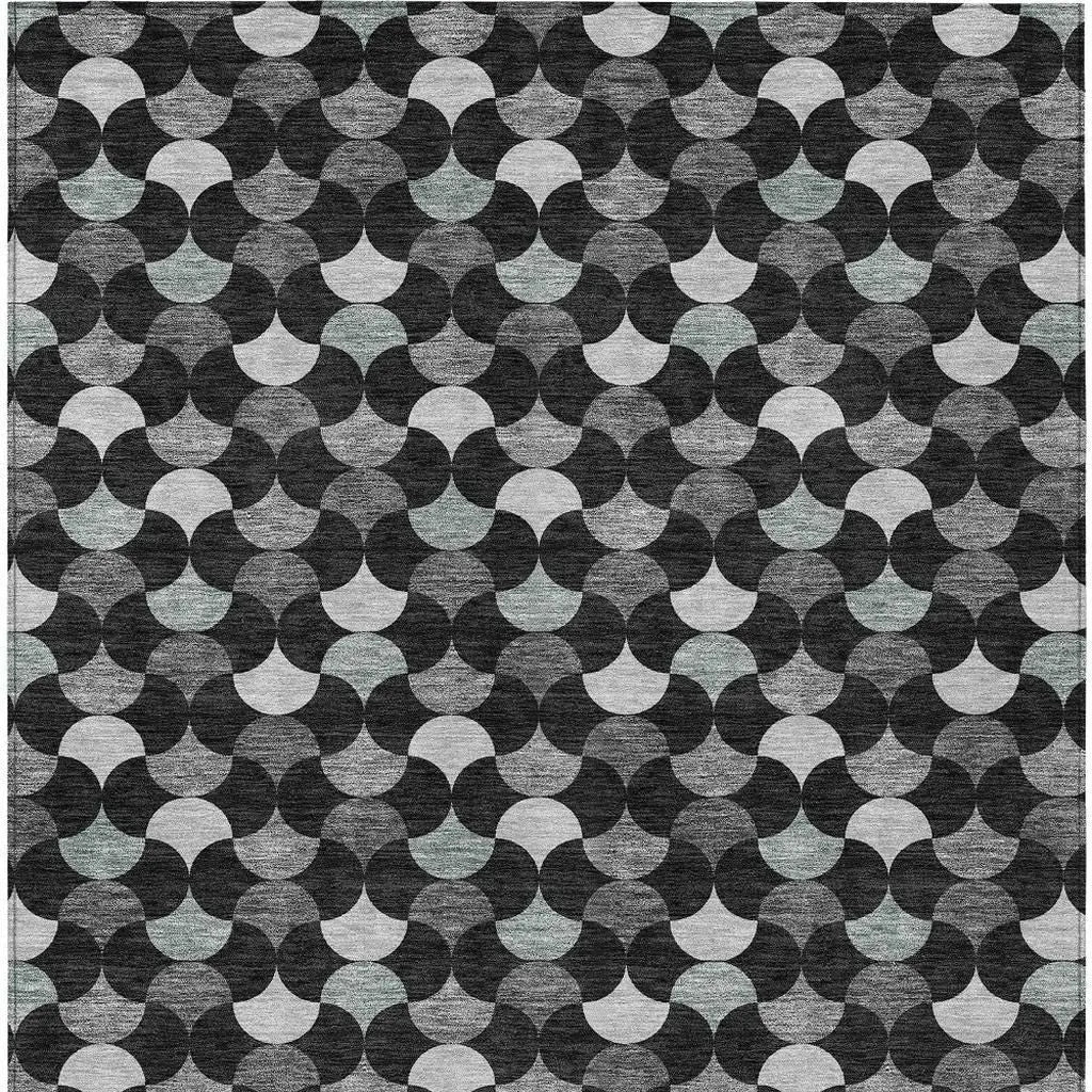 5' X 8' Black And Gray Geometric Washable Indoor Outdoor Area Rug Homeroots Outdoor