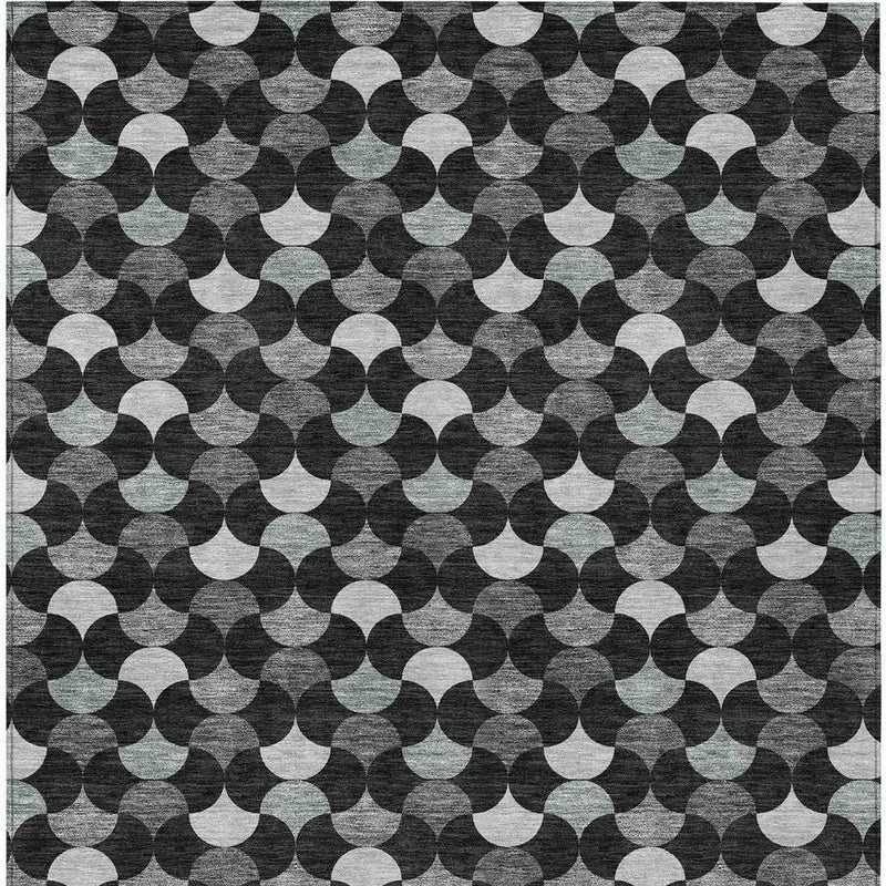 5' X 8' Black And Gray Geometric Washable Indoor Outdoor Area Rug Homeroots Outdoor