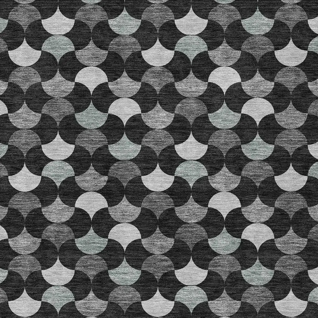 5' X 8' Black And Gray Geometric Washable Indoor Outdoor Area Rug Homeroots Outdoor