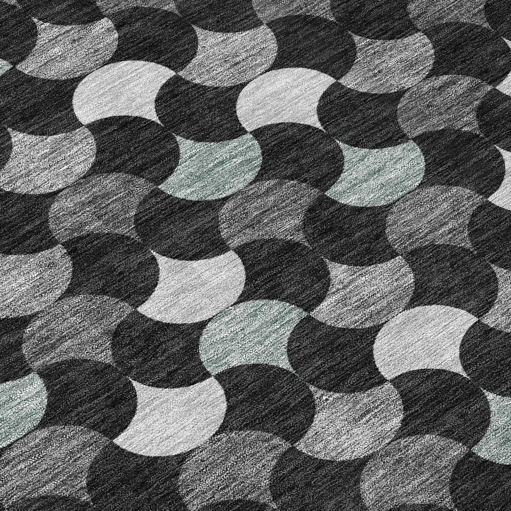 5' X 8' Black And Gray Geometric Washable Indoor Outdoor Area Rug Homeroots Outdoor