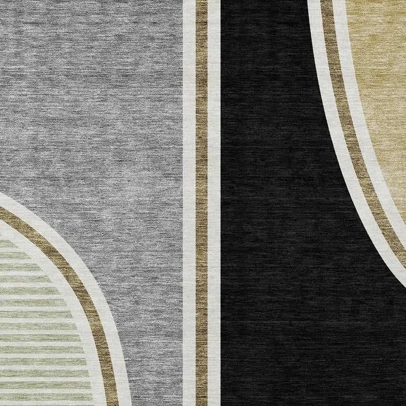 5' X 8' Black And Gray Geometric Washable Indoor Outdoor Area Rug Homeroots Outdoor