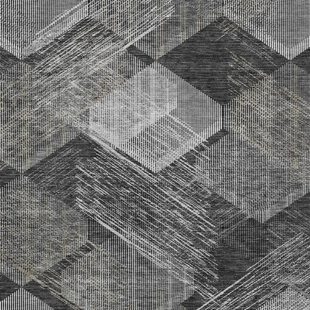 5' X 8' Black And Gray Geometric Washable Indoor Outdoor Area Rug Homeroots Outdoor