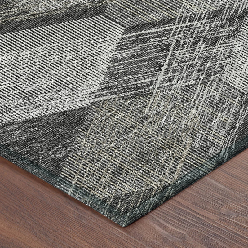 5' X 8' Black And Gray Geometric Washable Indoor Outdoor Area Rug Homeroots Outdoor