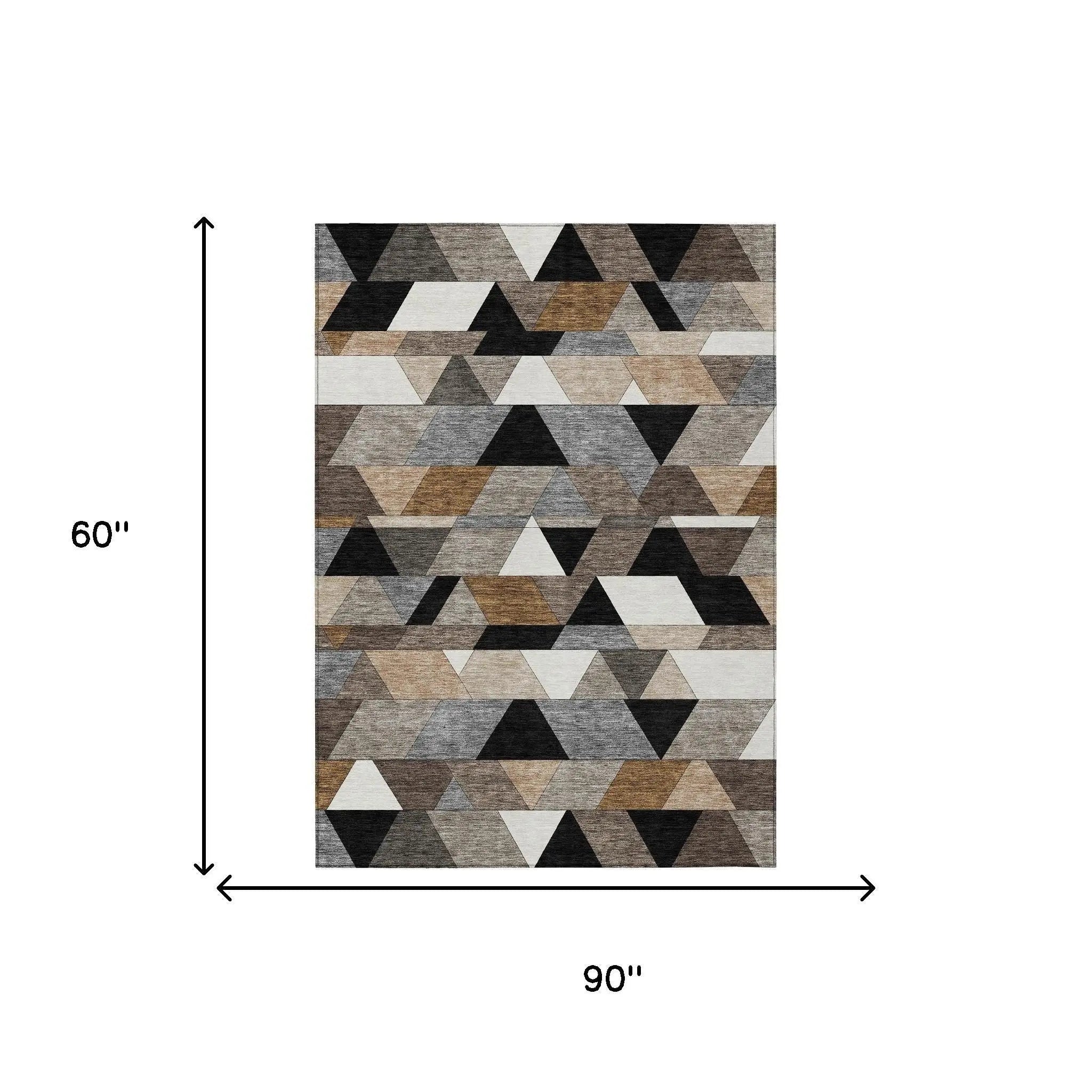 5' X 8' Black And Gray Geometric Washable Indoor Outdoor Area Rug Homeroots Outdoor