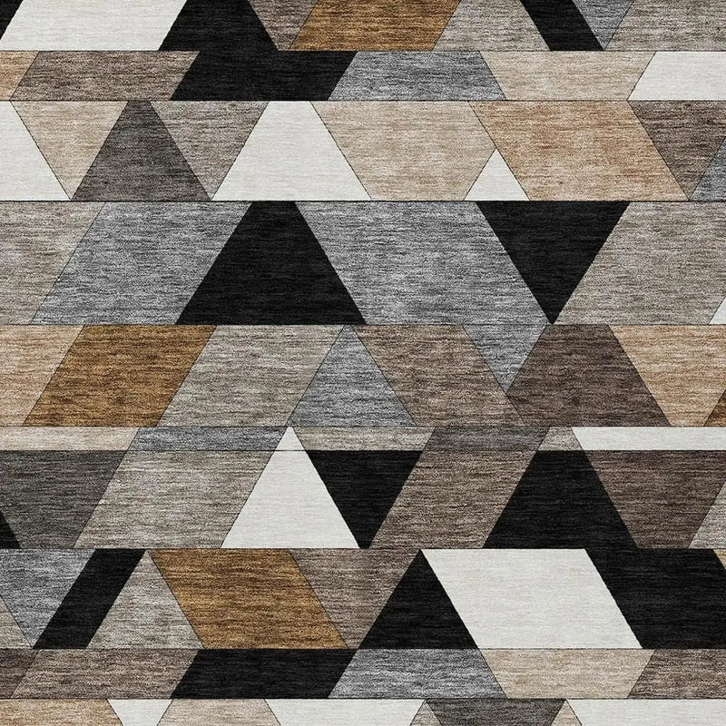 5' X 8' Black And Gray Geometric Washable Indoor Outdoor Area Rug Homeroots Outdoor