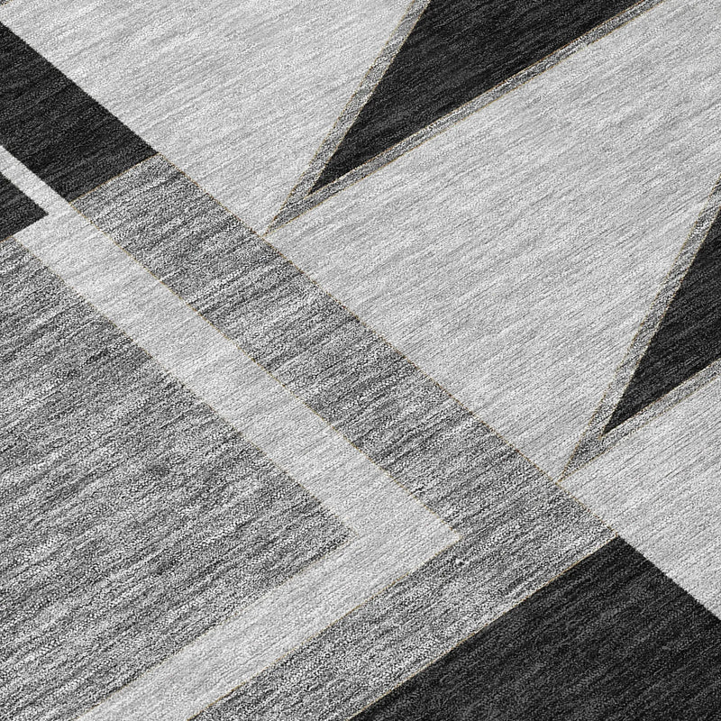 5' X 8' Black And Gray Geometric Washable Indoor Outdoor Area Rug Homeroots Outdoor
