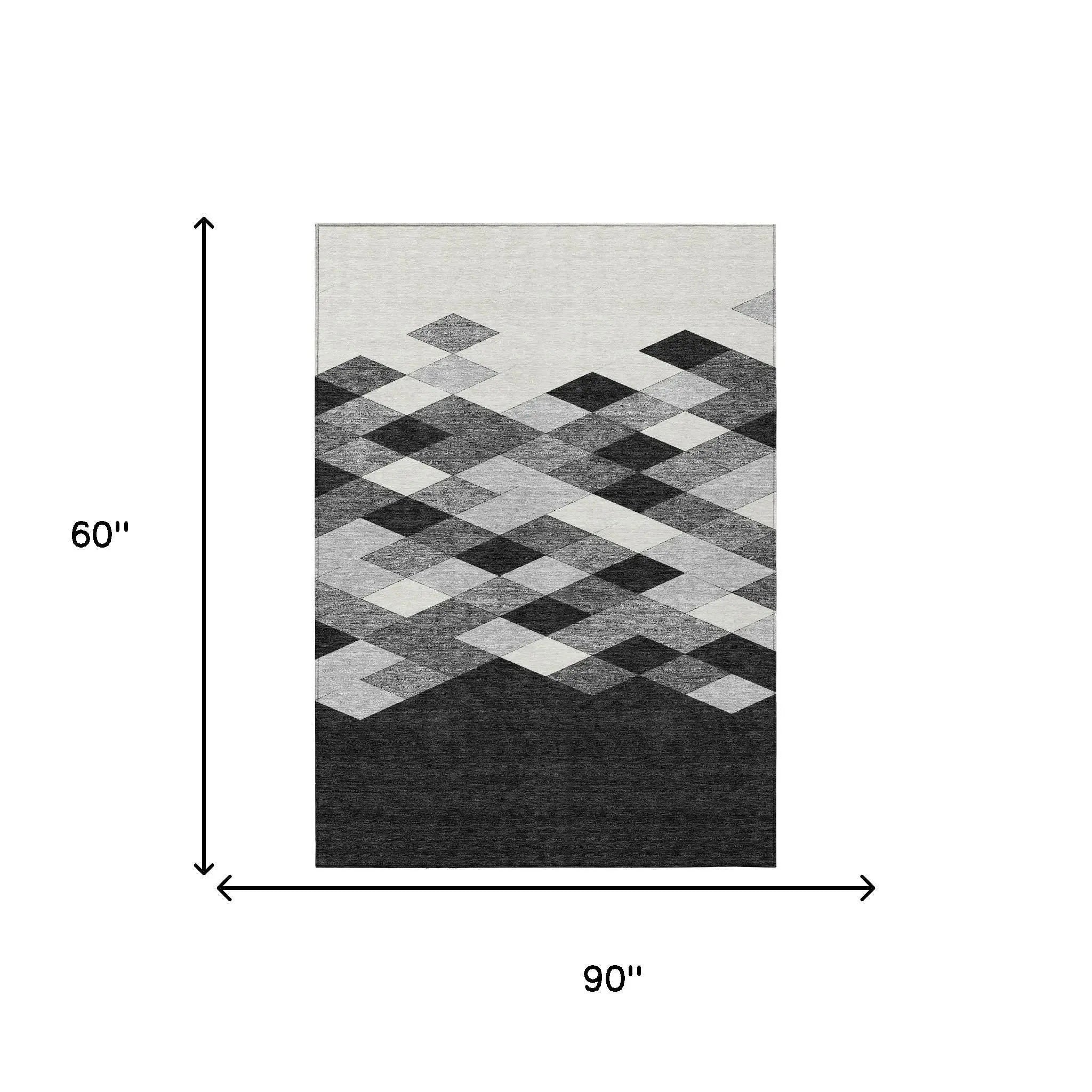 5' X 8' Black And Gray Geometric Washable Indoor Outdoor Area Rug Homeroots Outdoor
