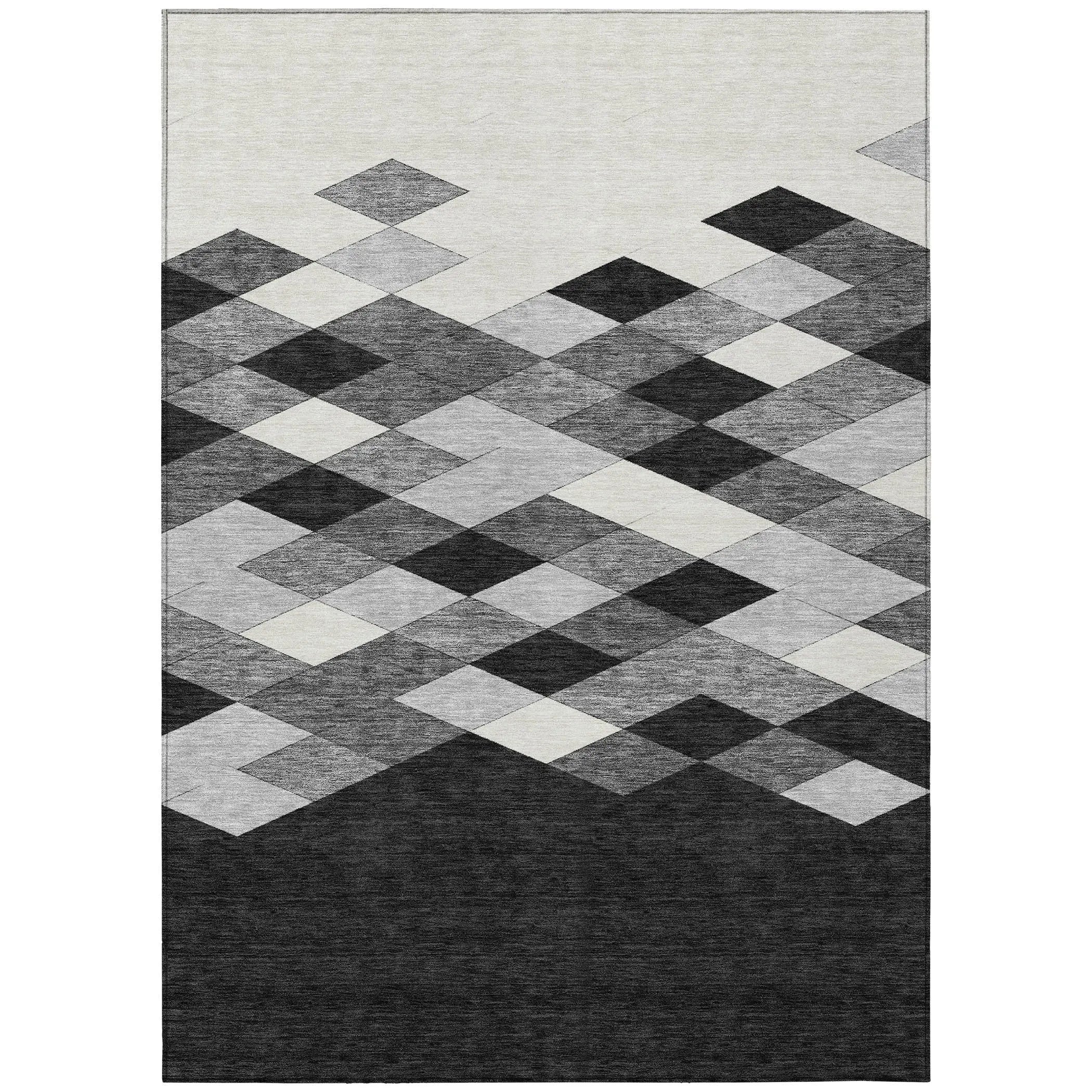 5' X 8' Black And Gray Geometric Washable Indoor Outdoor Area Rug Homeroots Outdoor