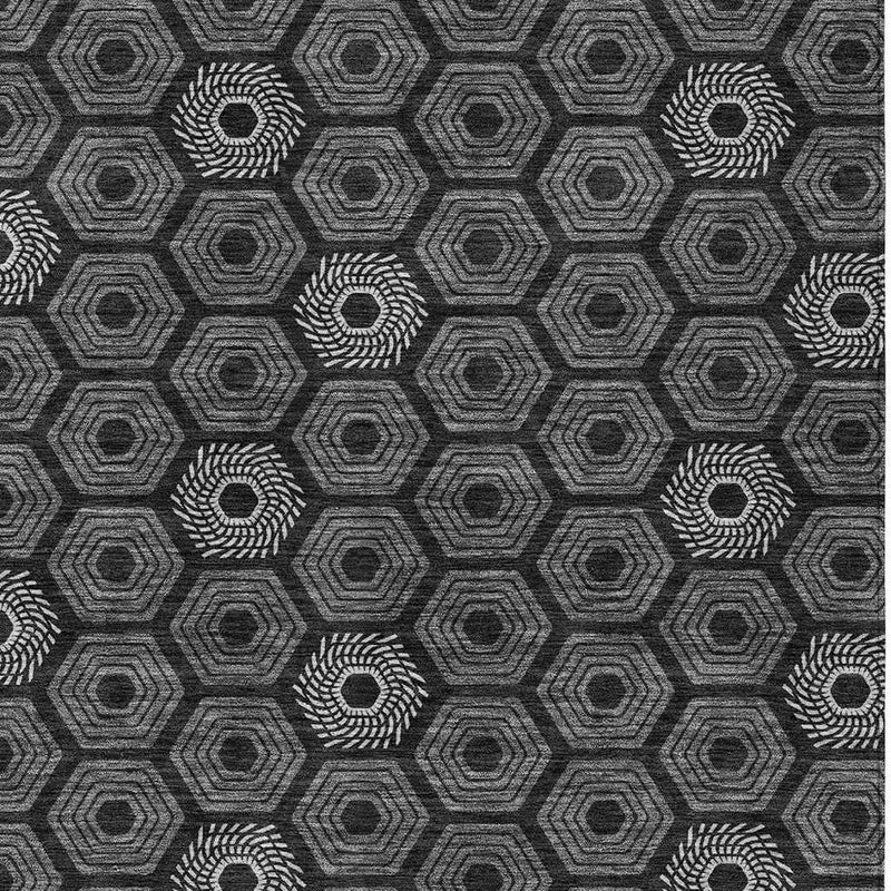 5' X 8' Black And Gray Geometric Washable Indoor Outdoor Area Rug Homeroots Outdoor