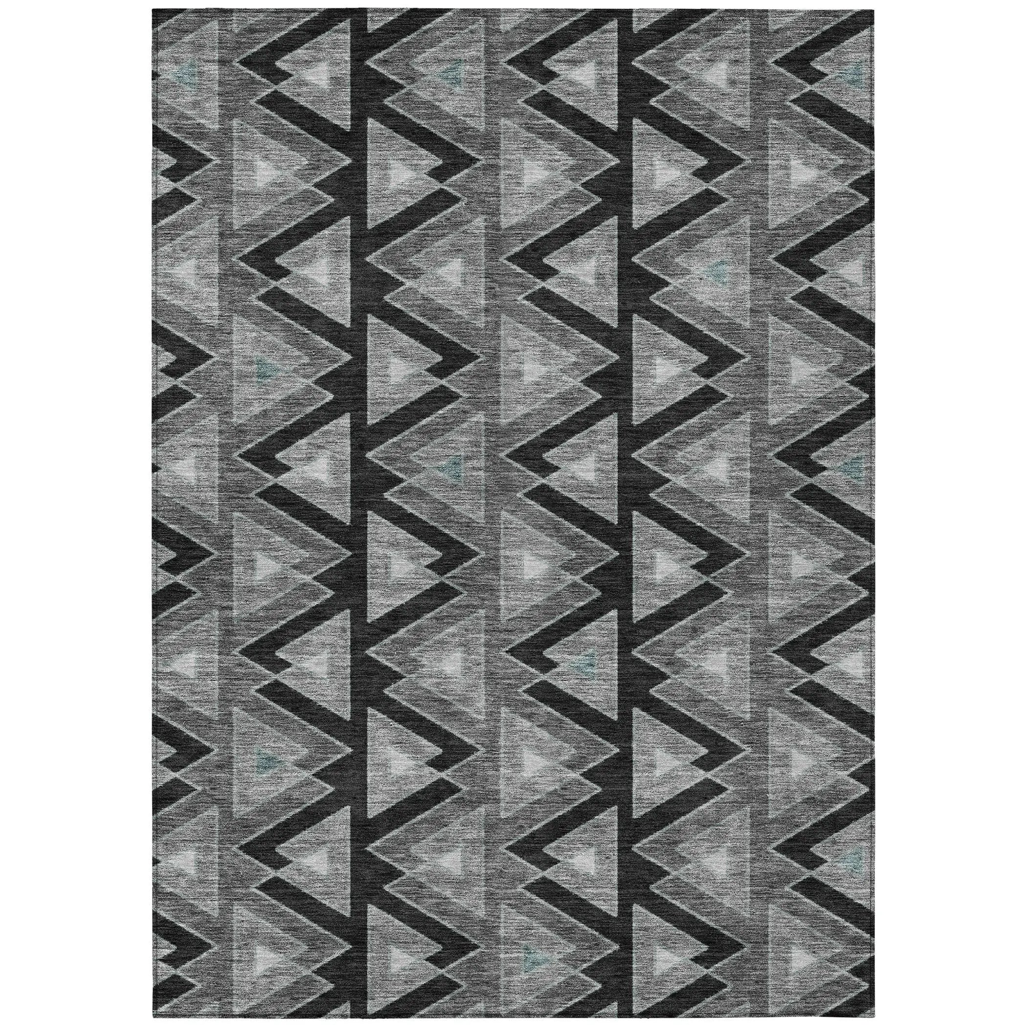 5' X 8' Black And Gray Geometric Washable Indoor Outdoor Area Rug Homeroots Outdoor